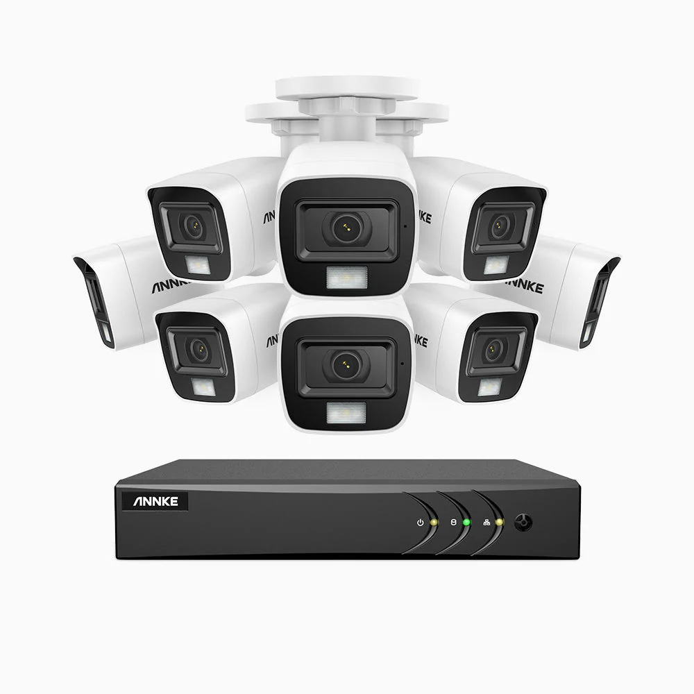 ADLK500 - 3K 8 Channel 8 Dual Light Cameras Wired Security System, Colour & IR Night Vision, 3072*1728 Resolution, f/1.2 Super Aperture, 4-in-1 Output Signal, Built-in Microphone, IP67