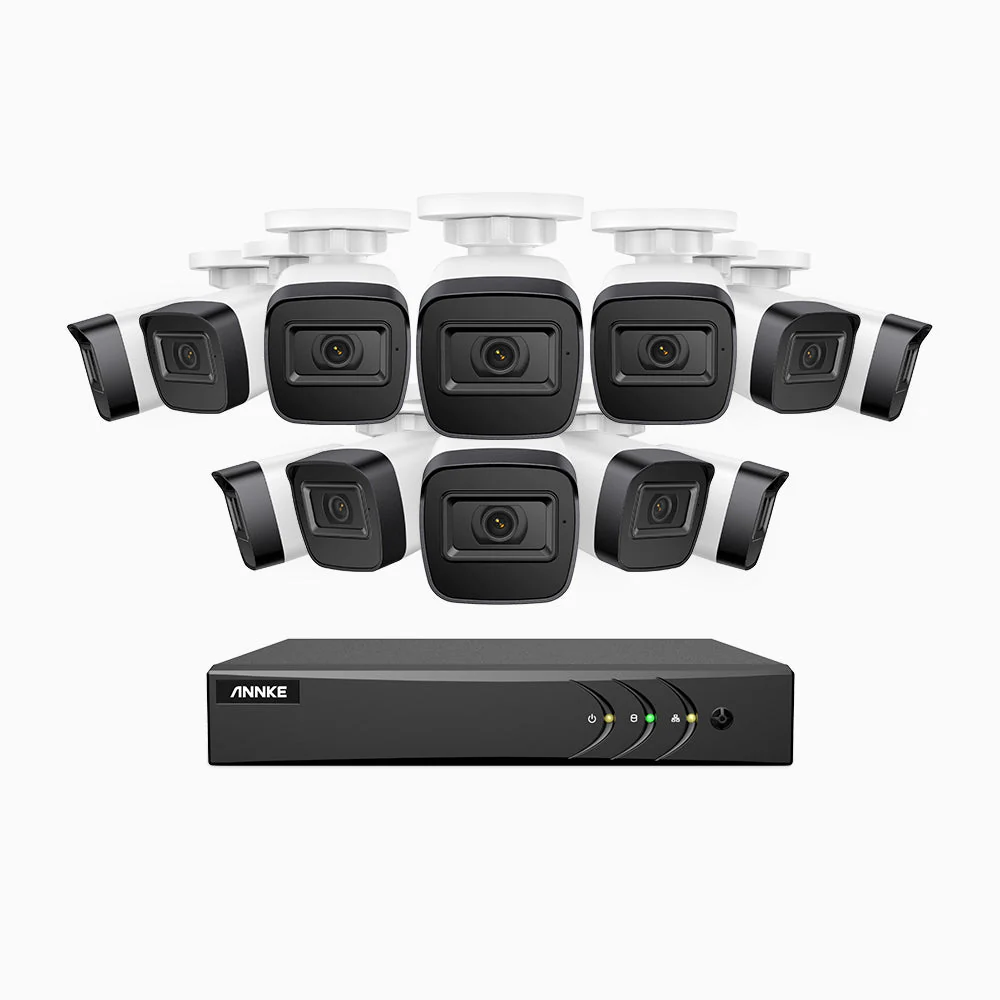 EL200 - 1080p 16 Channel Outdoor Wired Security CCTV System with 12 Cameras, 3.6 MM Lens, Smart DVR with Human & Vehicle Detection, 66 ft Infrared Night Vision, 4-in-1 Output Signal, IP67 - Image 2