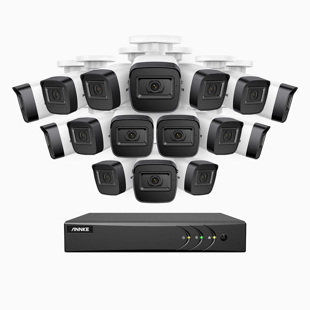 EL200 - 1080p 16 Channel Outdoor Wired Security CCTV System with 16 Cameras, 3.6 MM Lens, Smart DVR with Human & Vehicle Detection, 66 ft Infrared Night Vision, 4-in-1 Output Signal, IP67 - Image 2