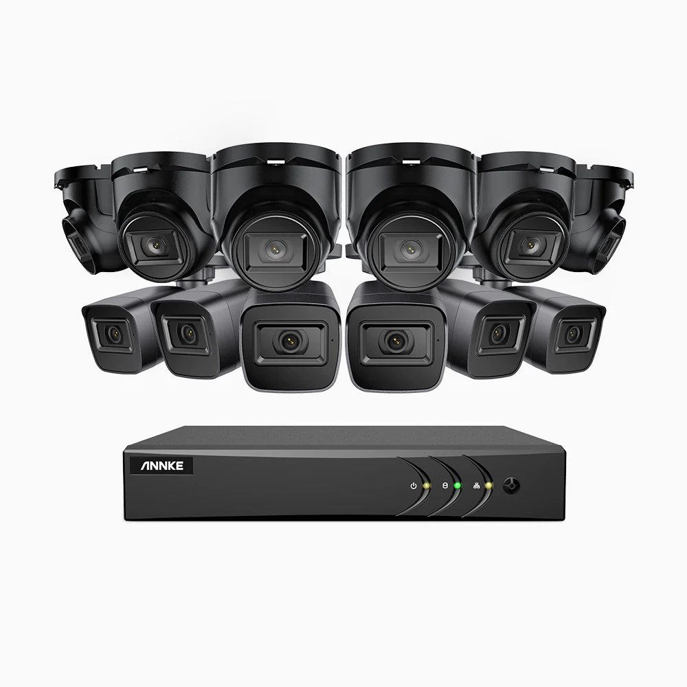 EL200 - 1080p 16 Channel Outdoor Wired Security CCTV System with 6 Bullet & 6 Turret Cameras, 3.6 MM Lens, Smart DVR with Human & Vehicle Detection, 66 ft Infrared Night Vision, 4-in-1 Output Signal, IP67 - Image 2
