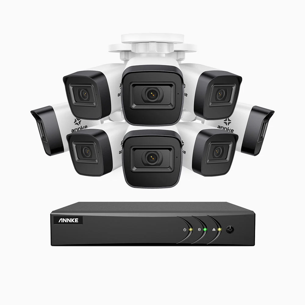 EL200 - 1080p 8 Channel Outdoor Wired Security CCTV System with 8 Cameras, 3.6 MM Lens, Smart DVR with Human & Vehicle Detection, 66 ft Infrared Night Vision, 4-in-1 Output Signal, IP67 - Image 2