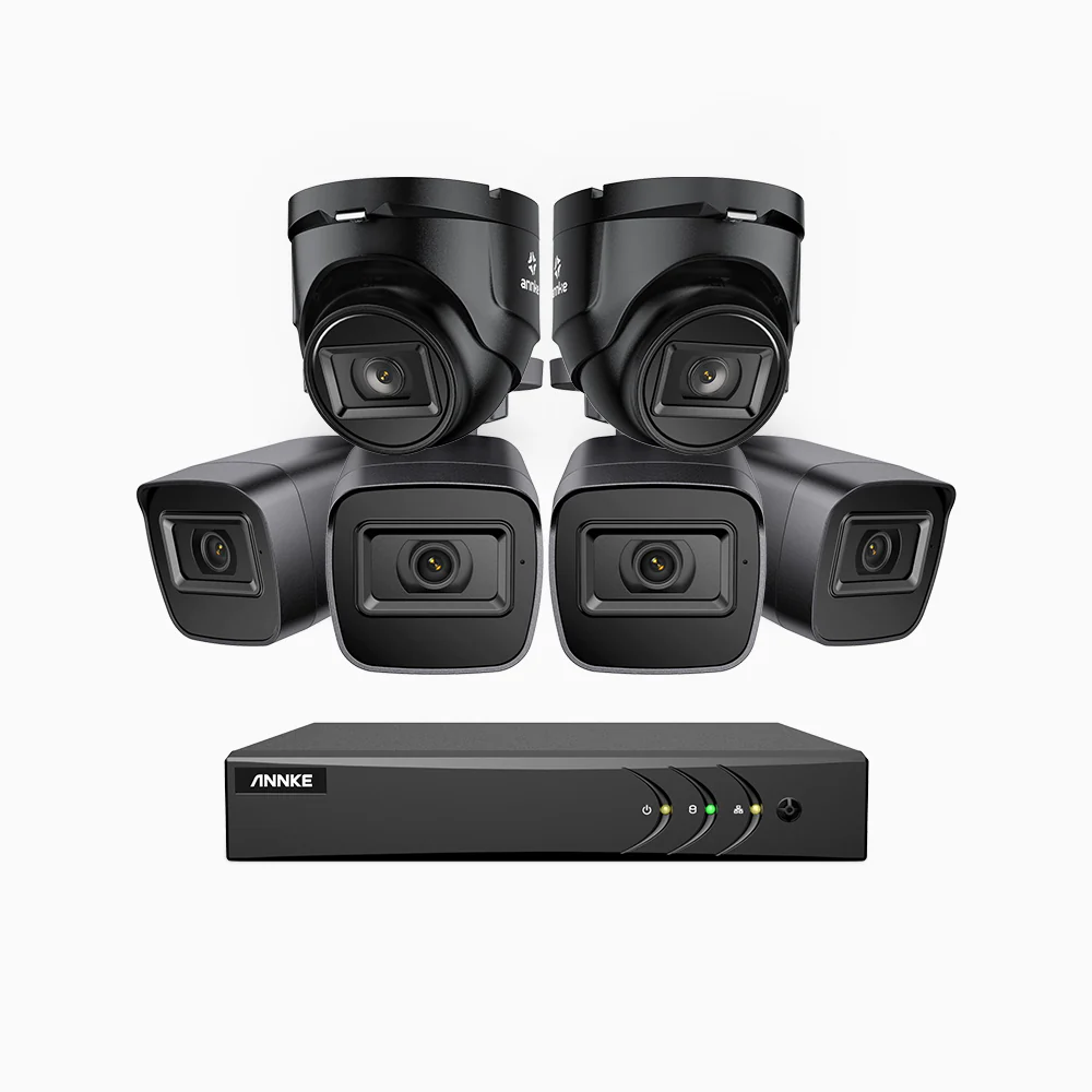 EL200 - 1080p 8 Channel Outdoor Wired Security CCTV System with 4 Bullet & 2 Turret Cameras, 3.6 MM Lens, Smart DVR with Human & Vehicle Detection, 66 ft Infrared Night Vision, 4-in-1 Output Signal, IP67 - Image 2