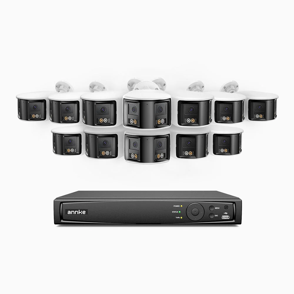 FDH800 - 16 Channel PoE Security System with 12 X 8MP UHD Dual Lens Cameras, 180° Panoramic View, Smart Dual Light Night Vision, Two-Way Audio, Active Siren & Alarm, Human & Vehicle Detection, IP67 - Image 2