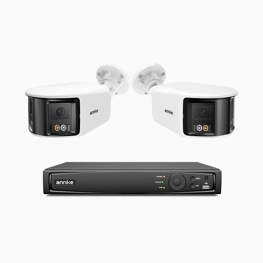 FDH800 - 8 Channel PoE Security System with 2 X 8MP UHD Dual Lens Cameras, 180° Panoramic View, Smart Dual Light Night Vision, Two-Way Audio, Active Siren & Alarm, Human & Vehicle Detection, IP67 - Image 2
