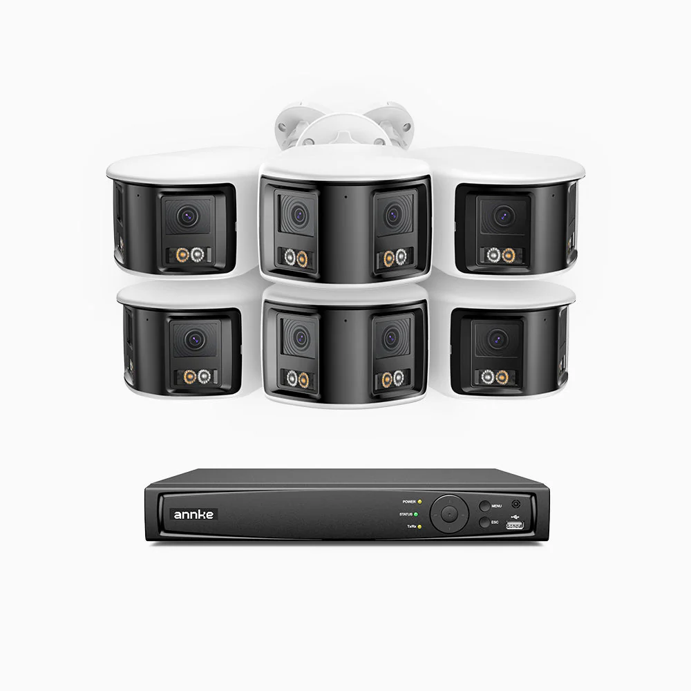 FDH800 - 8 Channel PoE Security System with 6 X 8MP UHD Dual Lens Cameras, 180° Panoramic View, Smart Dual Light Night Vision, Two-Way Audio, Active Siren & Alarm, Human & Vehicle Detection, IP67 - Image 2