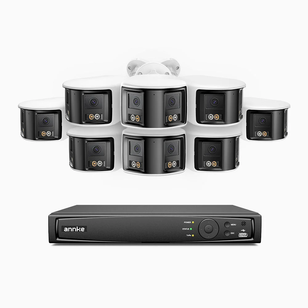 FDH800 - 8 Channel PoE Security System with 8 X 8MP UHD Dual Lens Cameras, 180° Panoramic View, Smart Dual Light Night Vision, Two-Way Audio, Active Siren & Alarm, Human & Vehicle Detection, IP67 - Image 2