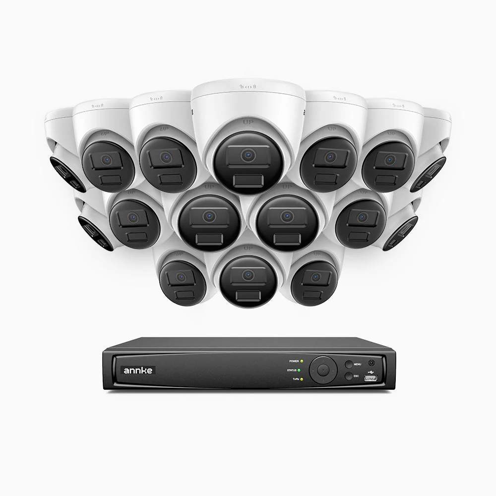 H300 - 2K 3MP 16 Channel 16 Cameras PoE Security System, EXIR 2.0 Night Vision, Motion Detection, H.265+, IP67 Waterproof