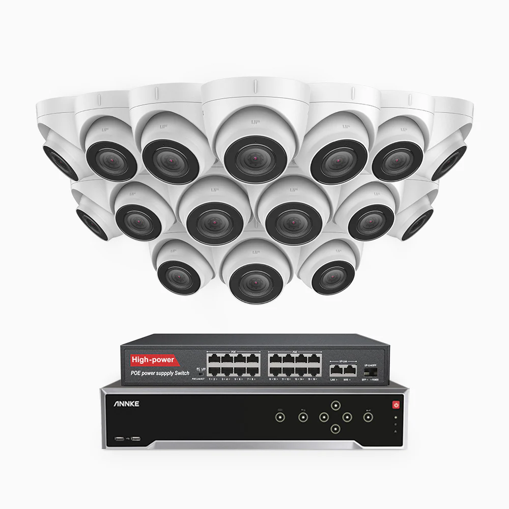 H500 - 5MP 32 Channel 16 Cameras PoE Security CCTV System, EXIR 2.0 Night Vision, Built-in Mic & SD Card Slot, Works with Alexa, 16-Port PoE Switch Included, IP67 - Image 2