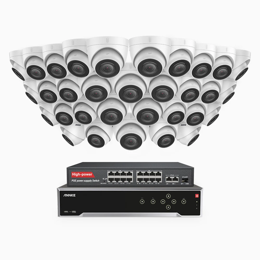 H500 - 5MP 32 Channel 32 Cameras PoE Security CCTV System, EXIR 2.0 Night Vision, Built-in Mic & SD Card Slot, Works with Alexa, 16-Port PoE Switch Included, IP67 - Image 2