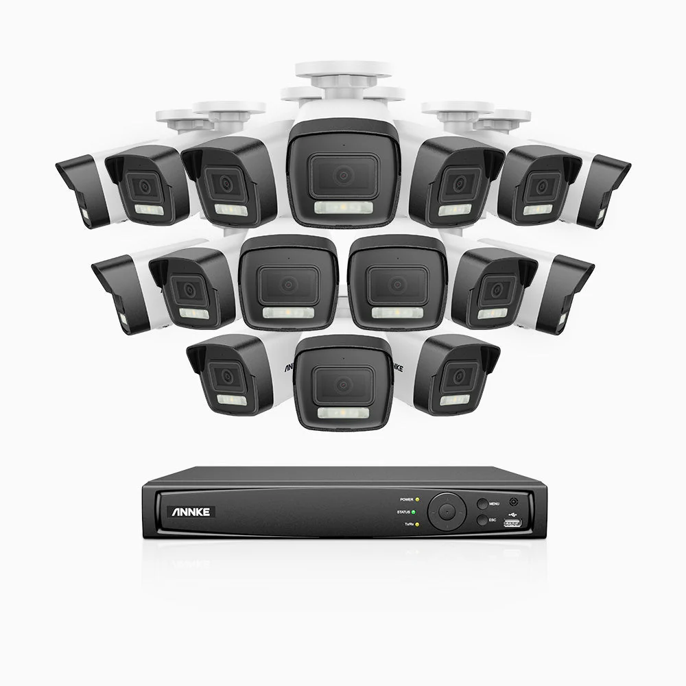 H500P - 3K 16 Channel 16 Cameras PoE Security System, Colour & IR Night Vision, 3072*1728 Resolution, f/1.6 Aperture (0.005 Lux), Human & Vehicle Detection, Built-in Microphone, IP67