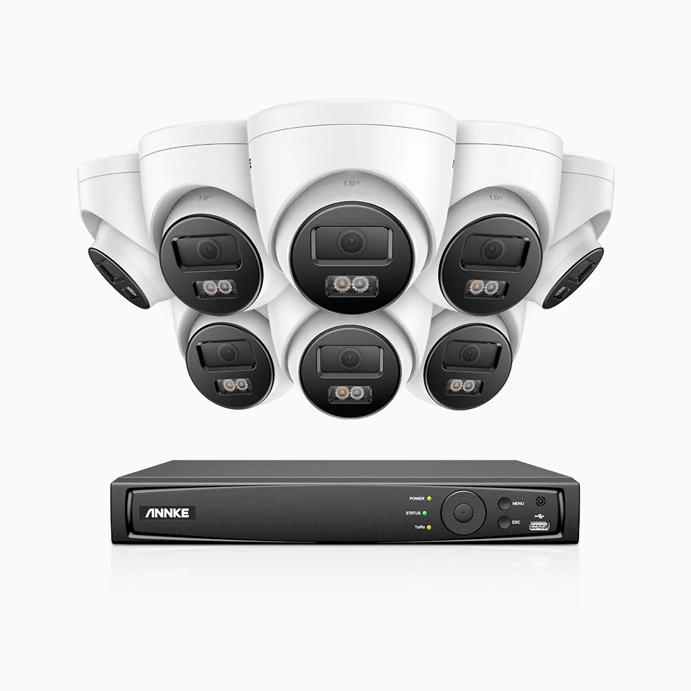 H500P - 3K 16 Channel 8 Cameras PoE Security System, Colour & IR Night Vision, 3072*1728 Resolution, f/1.6 Aperture (0.005 Lux), Human & Vehicle Detection, Built-in Microphone, IP67 - Image 2