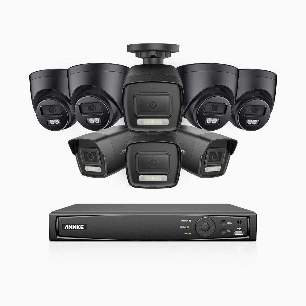 H500P - 3K 16 Channel PoE Security System with 4 Bullet & 4 Turret Cameras, Colour & IR Night Vision, 3072*1728 Resolution, f/1.6 Aperture (0.005 Lux), Human & Vehicle Detection, Built-in Microphone, IP67 - Image 2