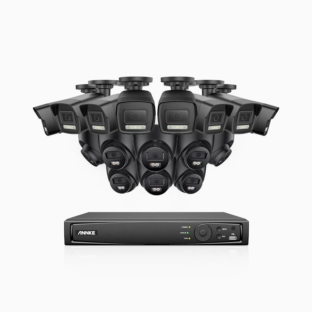 H500P - 3K 16 Channel PoE Security System with 8 Bullet & 8 Turret Cameras, Colour & IR Night Vision, 3072*1728 Resolution, f/1.6 Aperture (0.005 Lux), Human & Vehicle Detection, Built-in Microphone, IP67 - Image 2