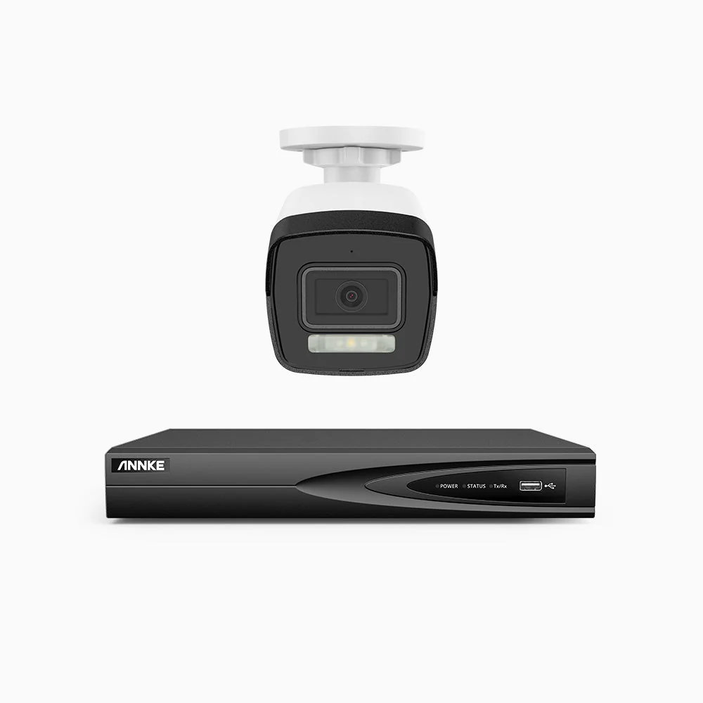 H500P - 3K 4 Channel 1 Camera PoE Security System, Colour & IR Night Vision, 3072*1728 Resolution, f/1.6 Aperture (0.005 Lux), Human & Vehicle Detection, Built-in Microphone, IP67