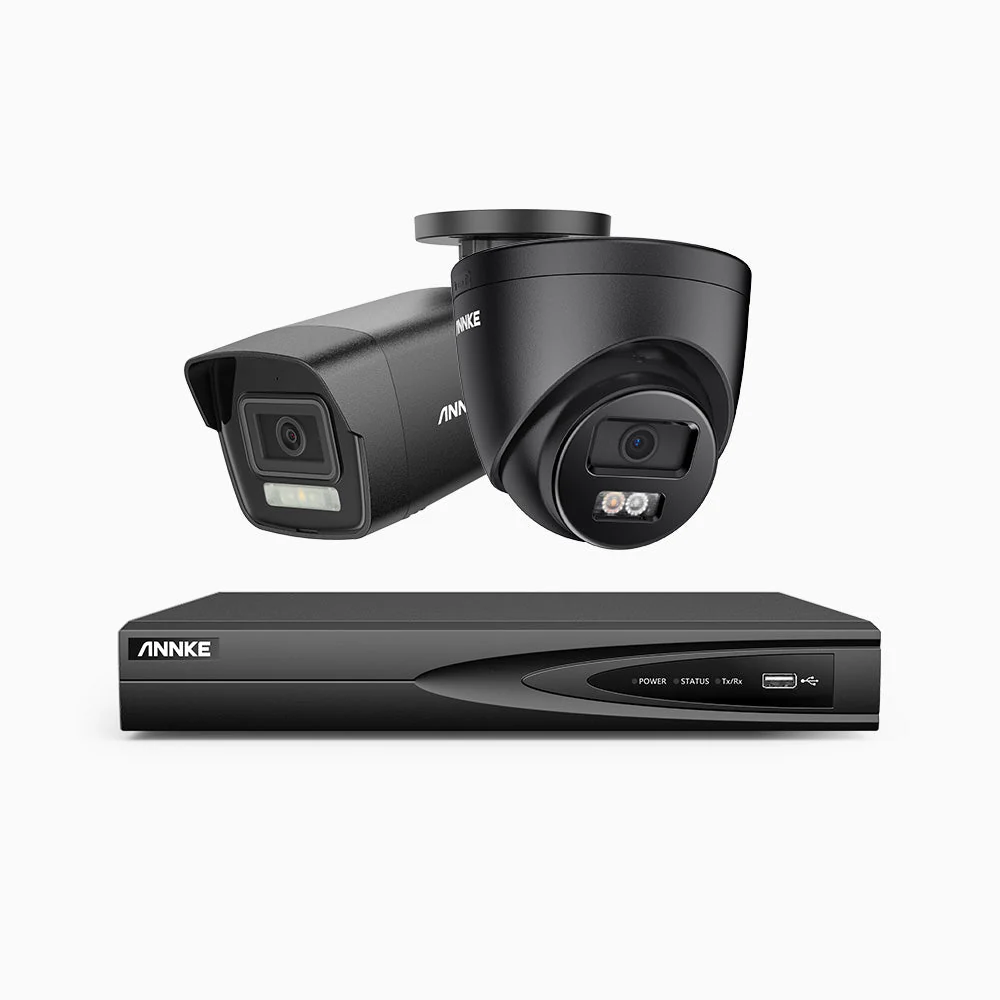 H500P - 3K 4 Channel PoE Security System with 1 Bullet & 1 Turret Cameras, Colour & IR Night Vision, 3072*1728 Resolution, f/1.6 Aperture (0.005 Lux), Human & Vehicle Detection, Built-in Microphone, IP67 - Image 2