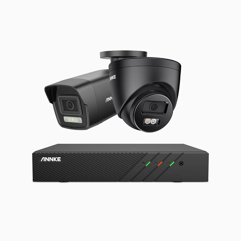 H500P - 3K 8 Channel PoE Security System with 1 Bullet & 1 Turret Cameras, Colour & IR Night Vision, 3072*1728 Resolution, f/1.6 Aperture (0.005 Lux), Human & Vehicle Detection, Built-in Microphone, IP67 - Image 2