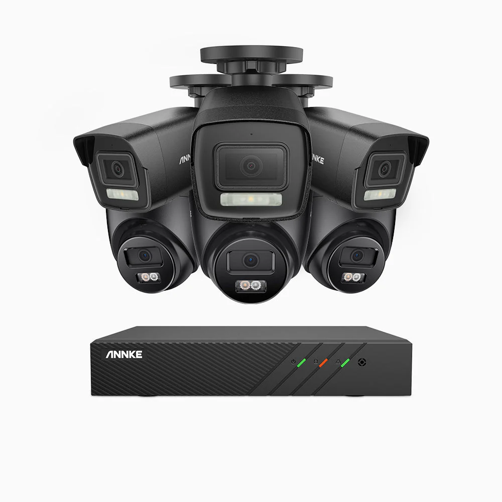H500P - 3K 8 Channel PoE Security System with 3 Bullet & 3 Turret Cameras, Colour & IR Night Vision, 3072*1728 Resolution, f/1.6 Aperture (0.005 Lux), Human & Vehicle Detection, Built-in Microphone, IP67 - Image 2