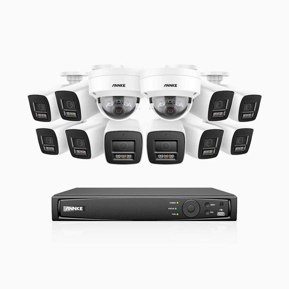 H800 - 4K 16 Channel PoE Security CCTV System with 10 Bullet & 2 Dome (IK10) Cameras, Vandal-Resistant, Human & Vehicle Detection, Colour & IR Night Vision, Built-in Mic, RTSP Supported