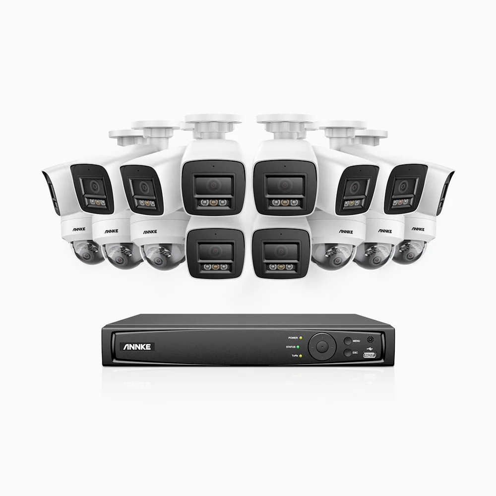 H800 - 4K 16 Channel PoE Security CCTV System with 10 Bullet & 6 Dome (IK10) Cameras, Vandal-Resistant, Human & Vehicle Detection, Colour & IR Night Vision, Built-in Mic, RTSP Supported