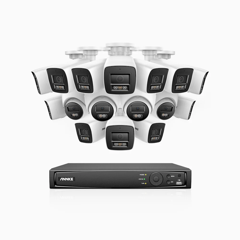 H800 - 4K 16 Channel PoE Security CCTV System with 12 Bullet & 4 Turret Cameras, Human & Vehicle Detection, Colour & IR Night Vision, Built-in Mic, RTSP Supported