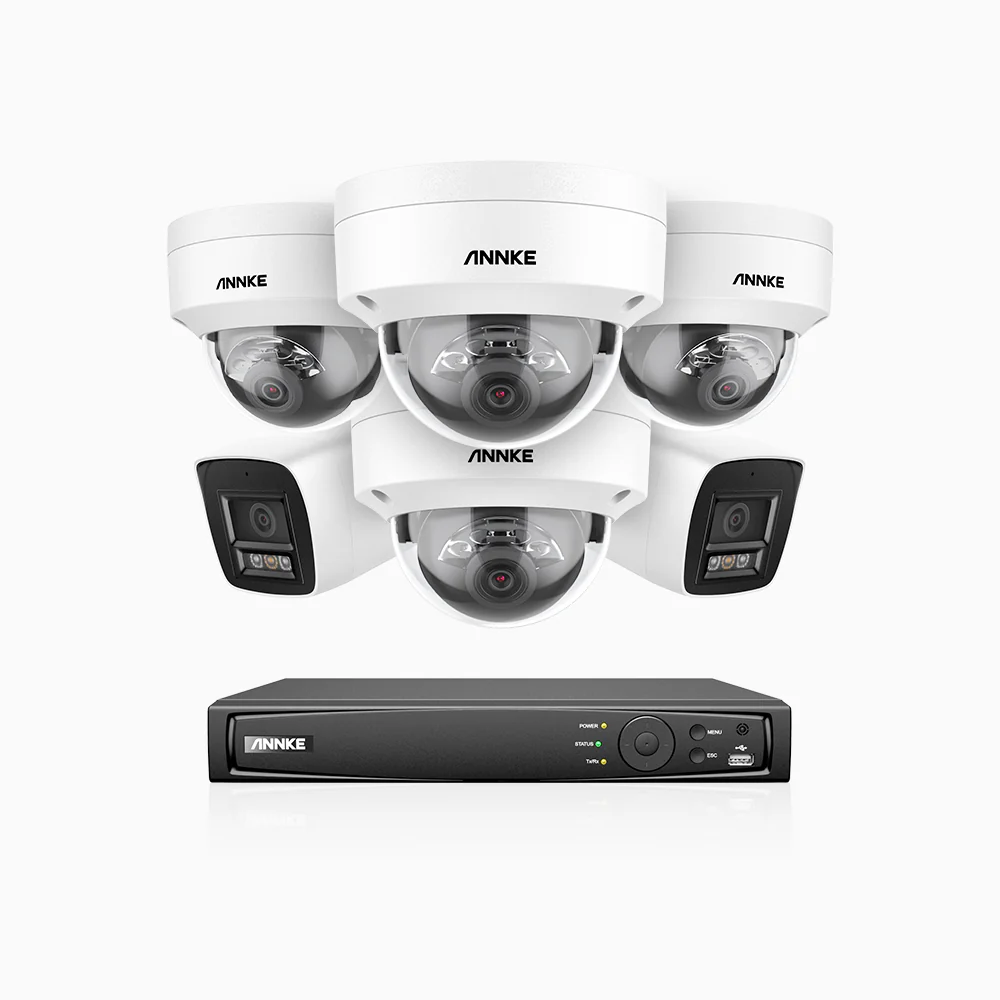H800 - 4K 16 Channel PoE Security CCTV System with 2 Bullet & 4 Dome (IK10) Cameras, Vandal-Resistant, Human & Vehicle Detection, Colour & IR Night Vision, Built-in Mic, RTSP Supported