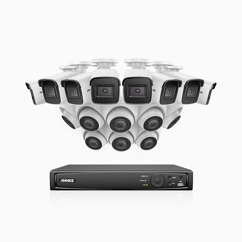 H800 - 4K 16 Channel PoE Security CCTV System with 8 Bullet & 8 Turret Cameras, Human & Vehicle Detection, Colour & IR Night Vision, Built-in Mic, RTSP Supported