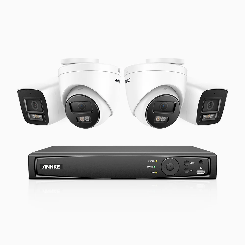 H800 - 4K 8 Channel PoE Security CCTV System with 2 Bullet & 2 Turret Cameras, Human & Vehicle Detection, Colour & IR Night Vision, Built-in Mic, RTSP Supported
