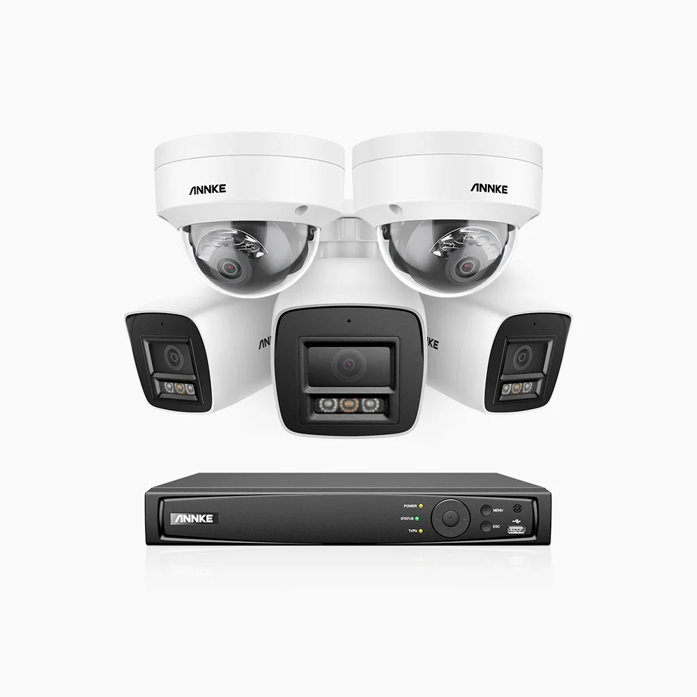 H800 - 4K 8 Channel PoE Security System with 3 Bullet & 2 Dome (IK10) Cameras, Vandal-Resistant, Human & Vehicle Detection, Colour & IR Night Vision, Built-in Mic, RTSP Supported