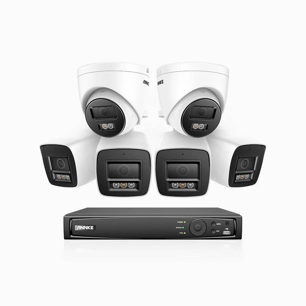 H800 - 4K 8 Channel PoE Security CCTV System with 4 Bullet & 2 Turret Cameras, Human & Vehicle Detection, Colour & IR Night Vision, Built-in Mic, RTSP Supported
