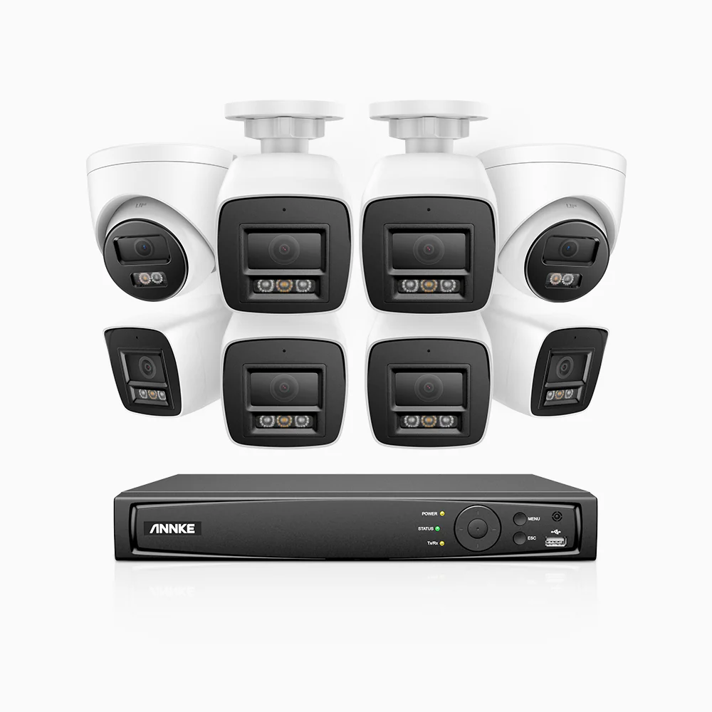 H800 - 4K 8 Channel PoE Security CCTV System with 6 Bullet & 2 Turret Cameras, Human & Vehicle Detection, Colour & IR Night Vision, Built-in Mic, RTSP Supported