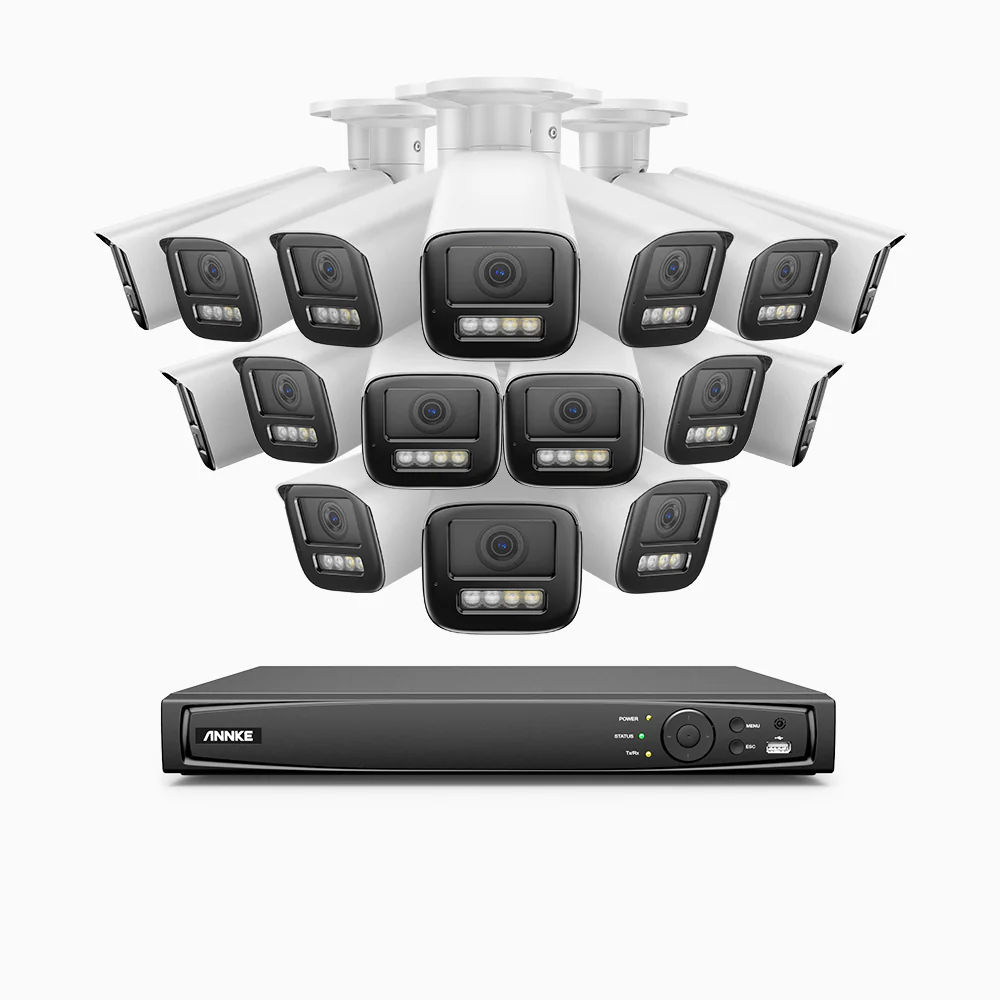 HZ804 - 4K 16 Channel 16 Cameras PoE Security System, 4X Optical Zoom, 2.8 - 12 MM Motorized Varifocal Lens, Smart Dual Light Night Vision, Motion Detection 2.0, Built-In Microphone, Siren & Strobe Alarm, Upgraded Version