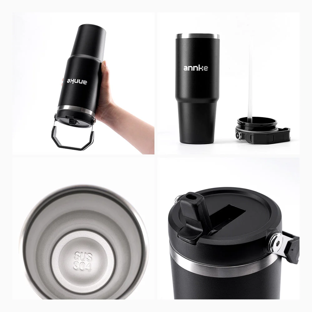32 oz Stainless Steel Insulated Tumbler, with Straw & Handle,  Vacuum Double Wall Thermal Bottle, for Travel, Gym, Office & Outdoor - Image 3