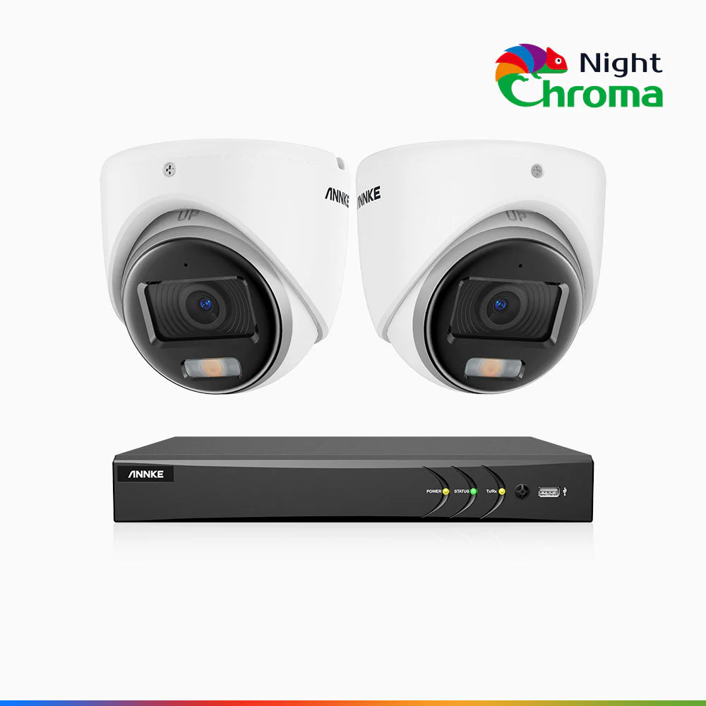 NightChroma<sup>TM</sup>  NAK500 - Updated Version, 3K 8 Channel 2 Cameras TVI Security System, Acme Colour Night Vision, 2960 × 1665 Resolution, f/1.0 Aperture (0.001 Lux), Built-in Microphone, IP67 - Image 2