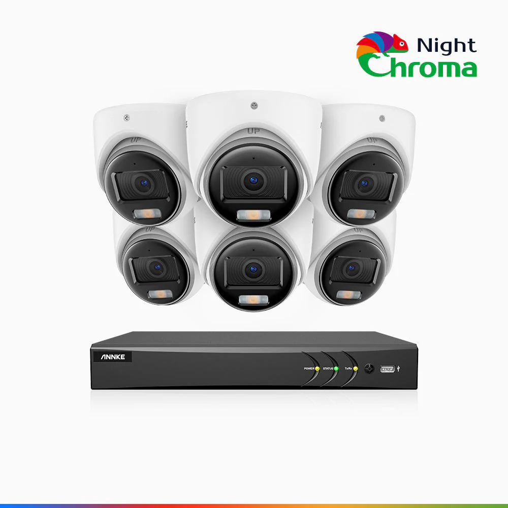 NightChroma<sup>TM</sup>  NAK500 - Updated Version, 3K 8 Channel 6 Cameras TVI Security System, Acme Colour Night Vision, 2960 × 1665 Resolution, f/1.0 Aperture (0.001 Lux), Built-in Microphone, IP67 - Image 2