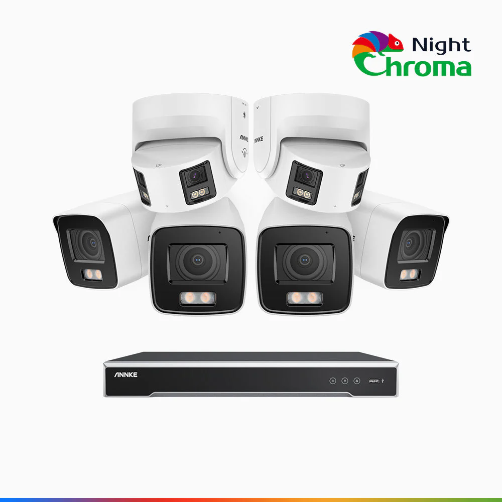 NDCK800 - 8 Channel PoE NVR Security System with Four 4K Cameras & Two 4K Dual Lens Panoramic Camera, f/1.0 Super Aperture, Acme Colour Night Vision, Human & Vehicle Detection, Built-in Microphone - Image 2