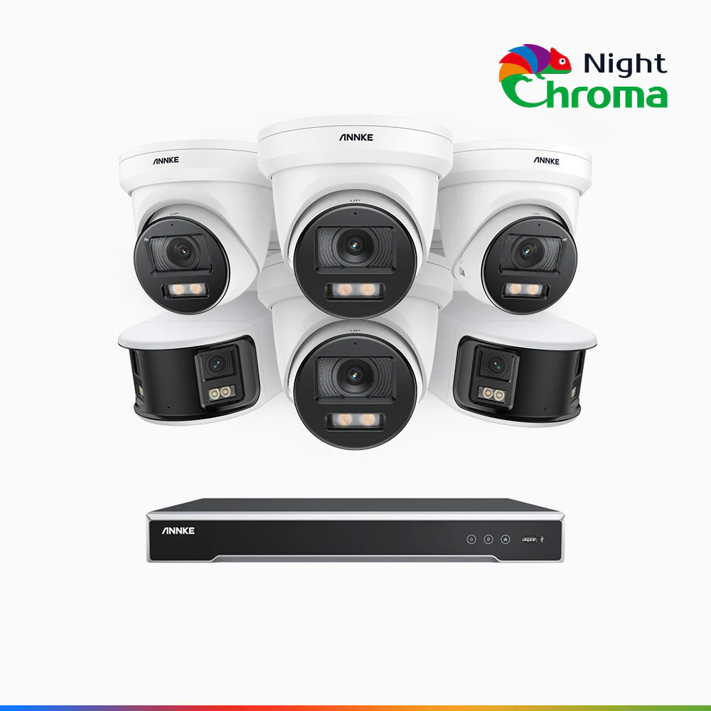 NDCK800 - 8 Channel PoE NVR Security System with Four 4K Cameras & Two 4K Dual Lens Panoramic Camera, f/1.0 Super Aperture, Acme Colour Night Vision, Human & Vehicle Detection, Built-in Microphone - Image 3