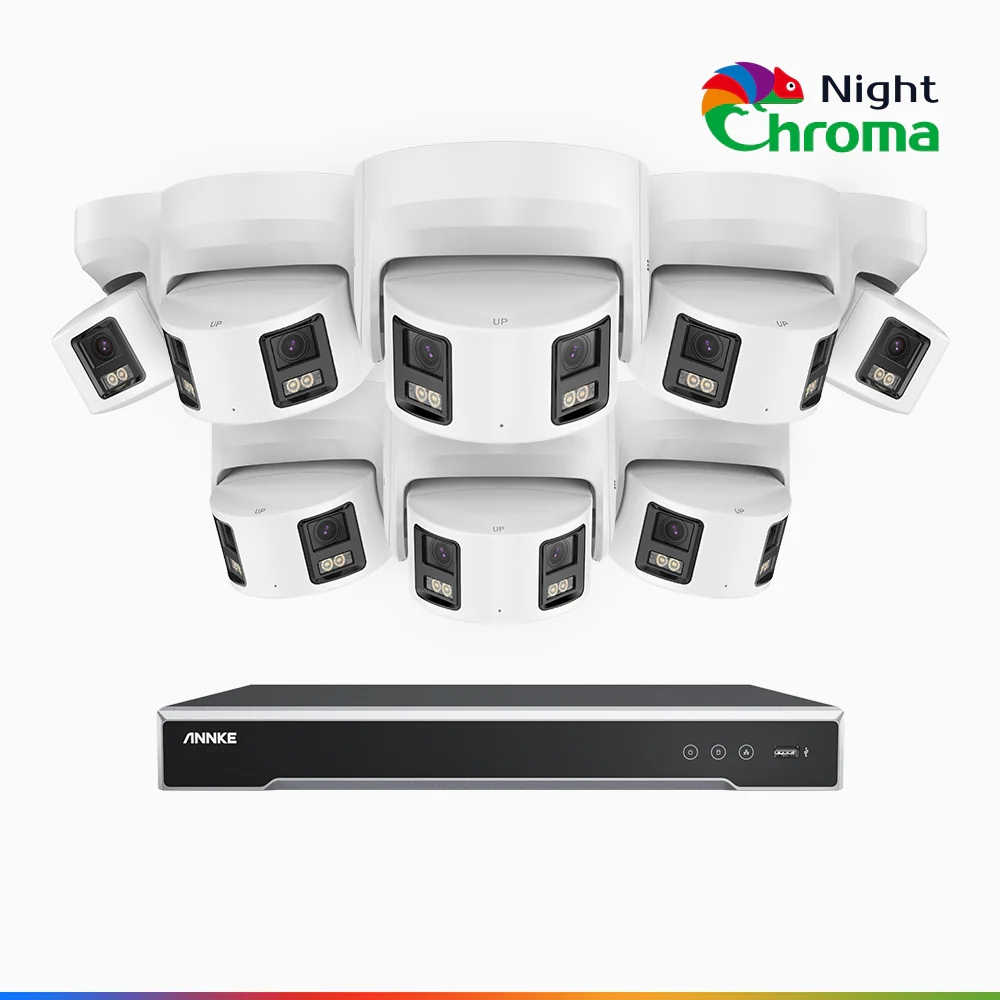 NightChroma<sup>TM</sup> NDK800 – 4K 16 Channel 8 Panoramic Dual Lens Camera PoE Security System, f/1.0 Super Aperture, Acme Colour Night Vision, Active Siren and Strobe, Human & Vehicle Detection, 2CH 4K Decoding Capability, Built-in Mic - Image 2