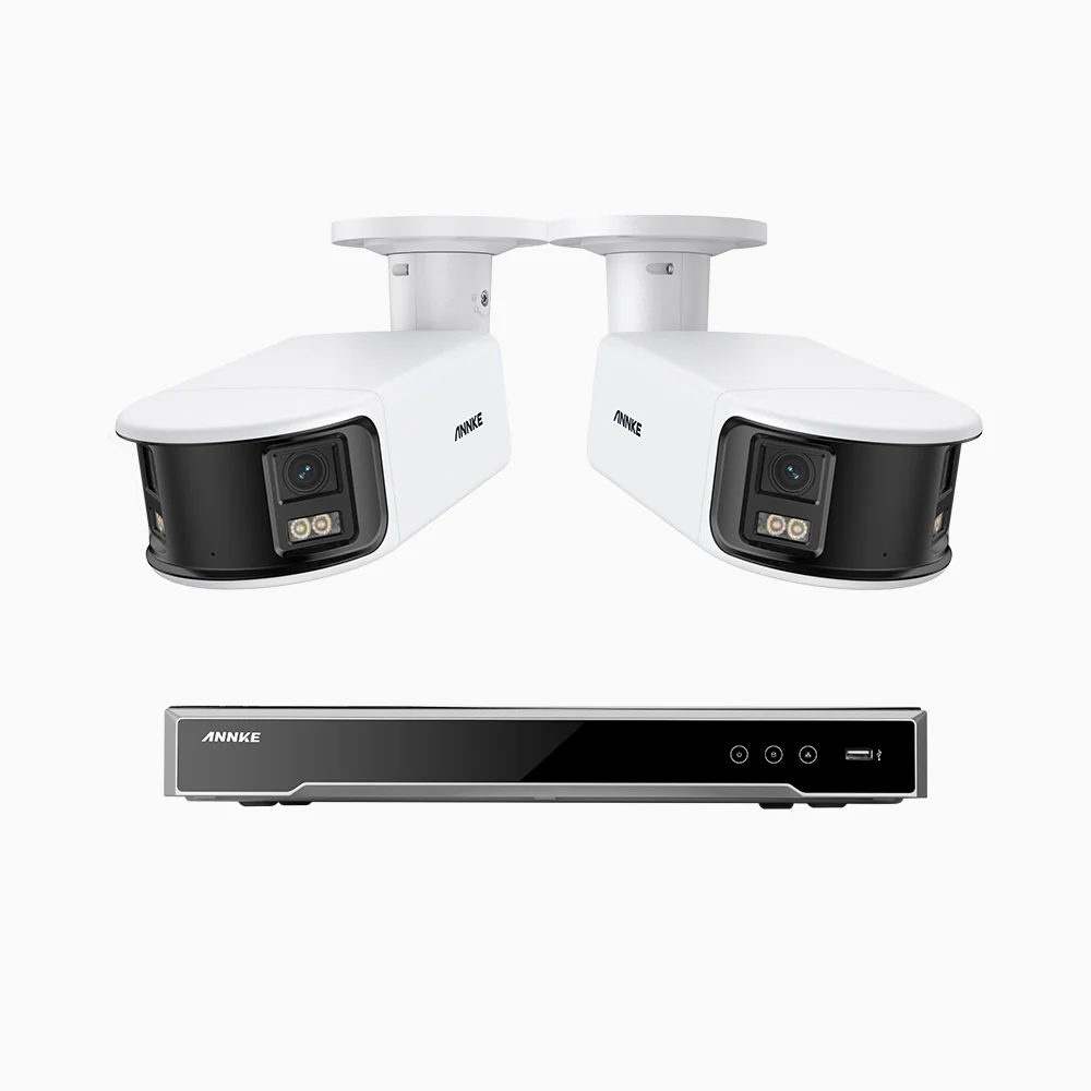 NightChroma<sup>TM</sup> NDK800 – 4K 8 Channel 2 Panoramic Dual Lens Camera PoE Security System, f/1.0 Super Aperture, Acme Colour Night Vision, Active Siren and Strobe, Human & Vehicle Detection, 2CH 4K Decoding Capability, Built-in Mic