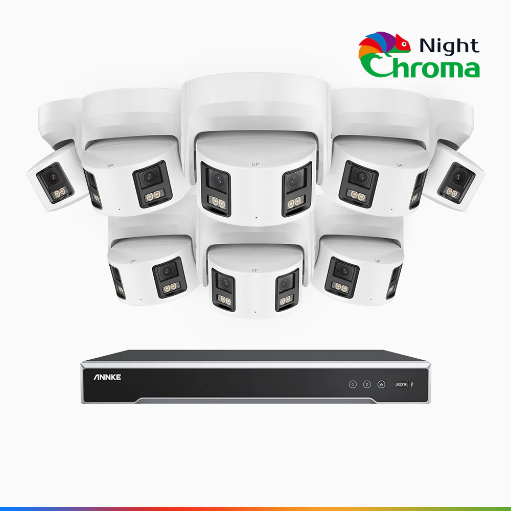 NightChroma<sup>TM</sup> NDK800 – 4K 8 Channel 8 Panoramic Dual Lens Camera PoE Security System, f/1.0 Super Aperture, Acme Colour Night Vision, Active Siren and Strobe, Human & Vehicle Detection, 2CH 4K Decoding Capability, Built-in Mic - Image 2