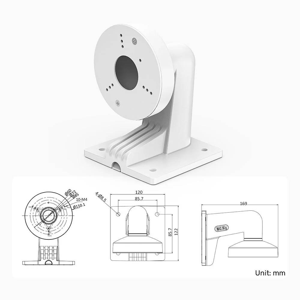 Security Camera Mount Bracket, Heavy-Duty Metal, Wall / Ceiling Mount for Turret & Dome & Bullet Cameras, Compatible with Conventional Security Camera - Image 2