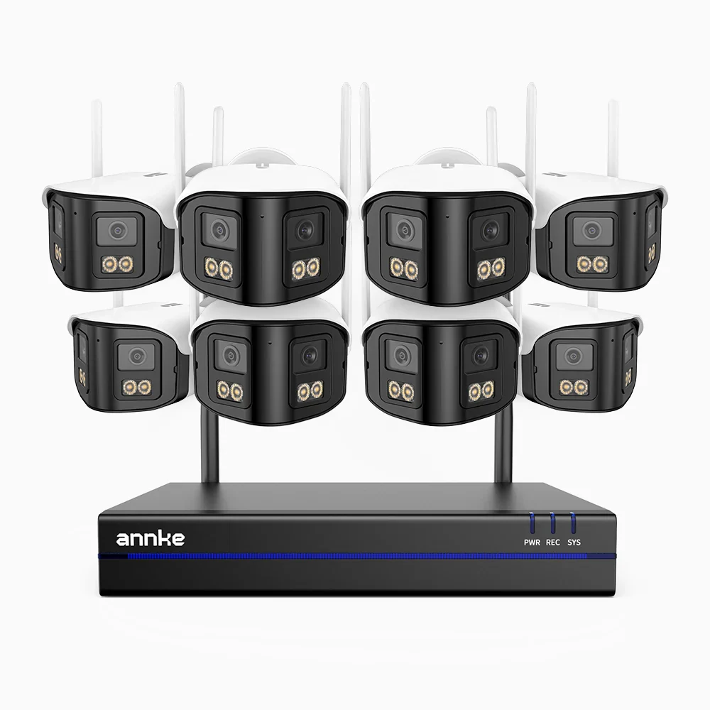 WSCD400P - 4MP 8 Channel 8 Dual-Lens Cameras Wireless NVR Security System, 170° Ultra-wide Angle, 2.4G/5G Dual-Band WiFi, Full Color Night Vision, Two-Way Audio, Cloud & Max. 256 GB Local Storage, Works with Alexa